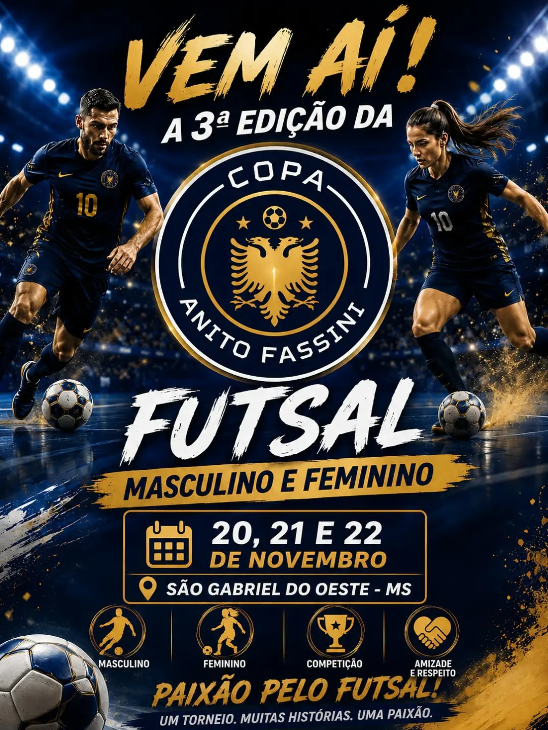 3ª edição da Copa Anito Fassini de Futsal será realizada em São Gabriel do Oeste