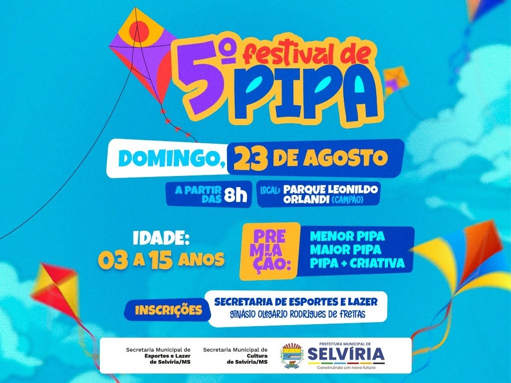 Inscrições abertas para o 5º Festival de Pipas de Selvíria