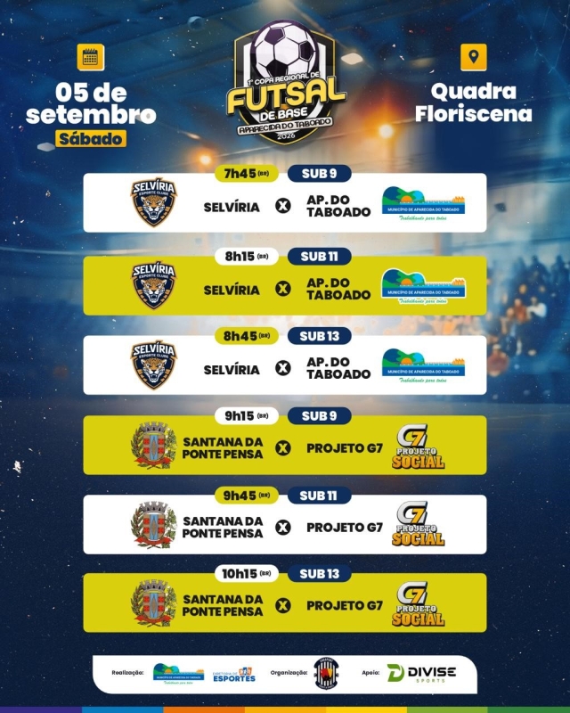 1ª Copa Regional de Futsal de Base movimenta Aparecida do Taboado neste sábado