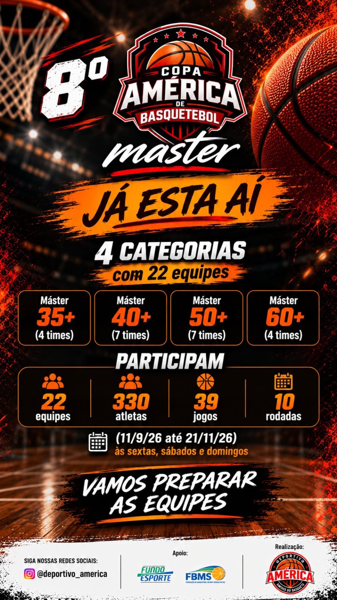 8ª Copa América Master de Basquete reúne 22 equipes e 330 atletas em Campo Grande