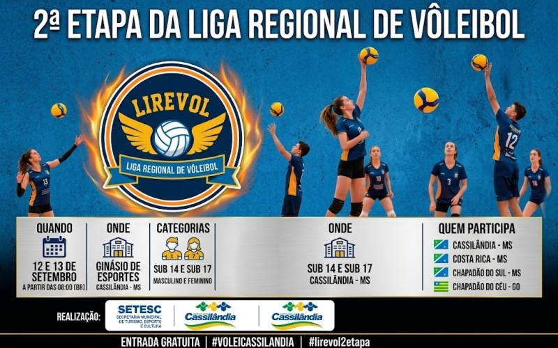 Cassilândia recebe 2ª etapa da Liga Regional de Vôlei neste fim de semana