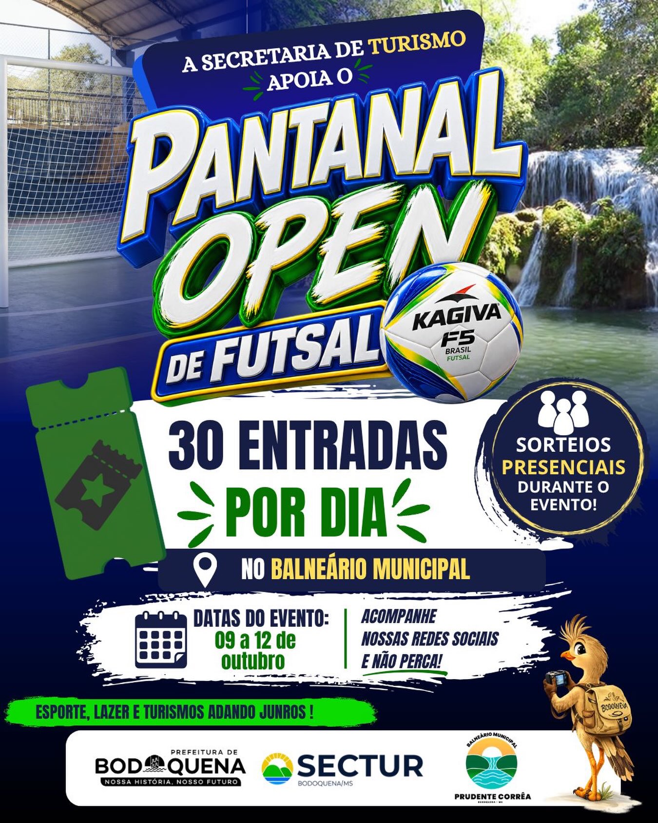 Pantanal Open de Futsal terá sorteio de ingressos para participantes em Bodoquena