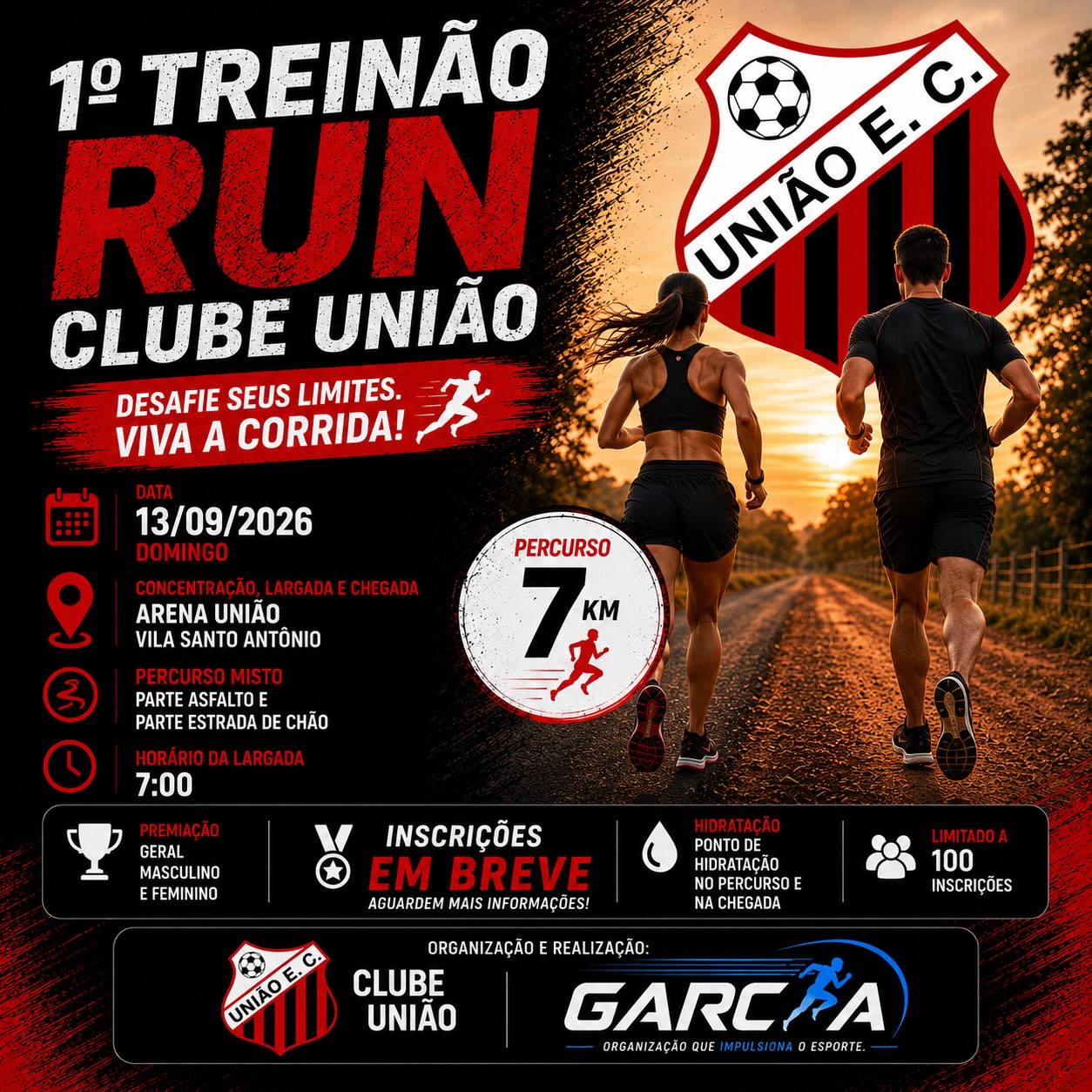 1º Treinão Run Clube União terá percurso de 7 km neste domingo