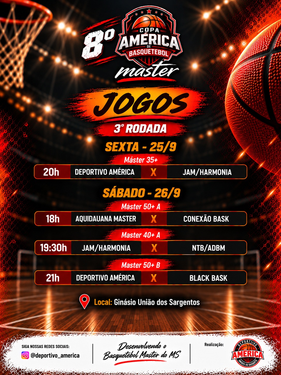 8ª Copa América Master chega à 3ª rodada com quatro jogos no Ginásio União dos Sargentos