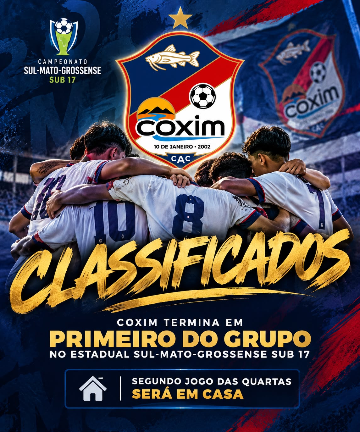 Coxim lidera grupo e garante decisão em casa nas quartas do Sul-Mato-Grossense Sub-17 