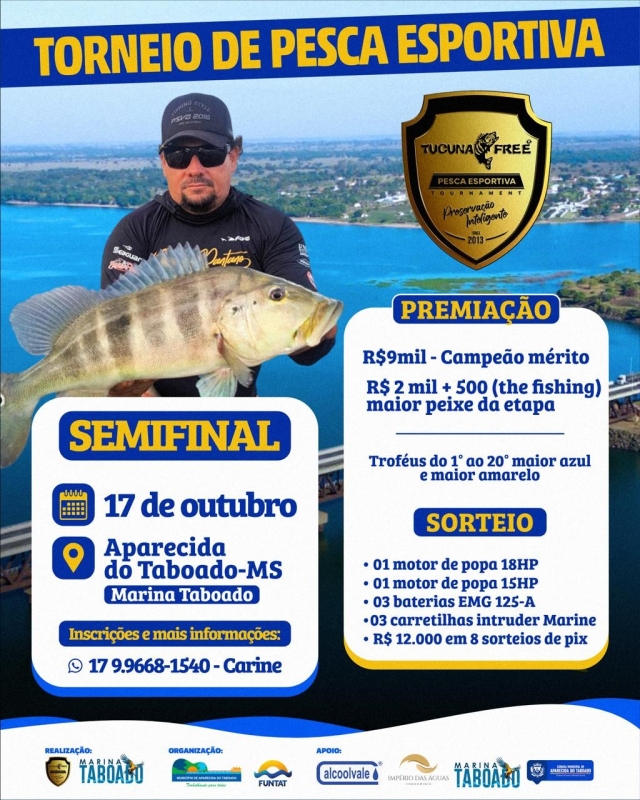 Torneio de Pesca Esportiva terá semifinal em Aparecida do Taboado com grandes premiações